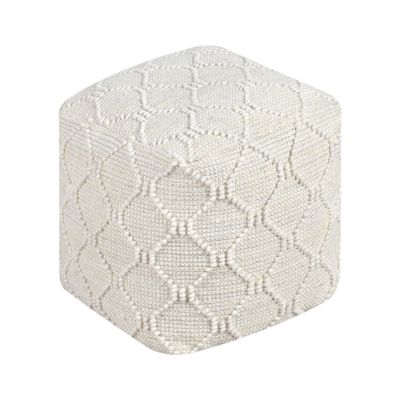 MELILLA - pouf in lana avorio con decoro 40 x 40