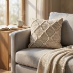 MELILLA - cuscino in lana avorio con decoro 45 x 45