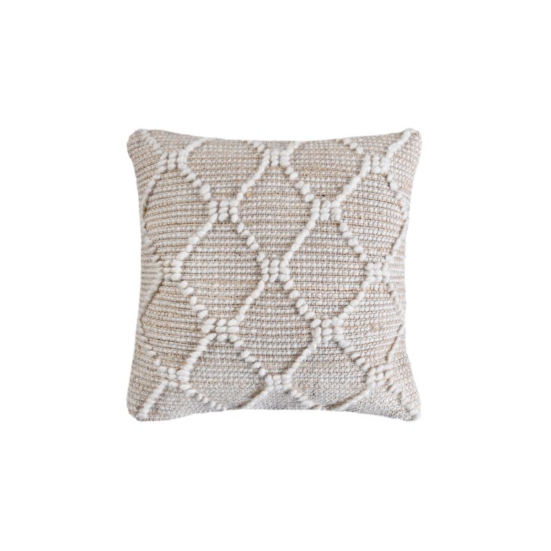 MELILLA - cuscino in lana avorio con decoro 45 x 45