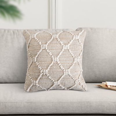 MELILLA - cuscino in lana avorio con decoro 45 x 45