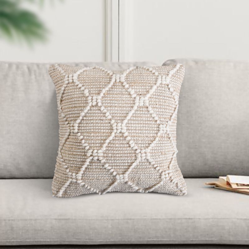 MELILLA - cuscino in lana avorio con decoro 45 x 45