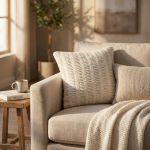 SIGRID - cuscino in lana avorio con decoro 45 x 45