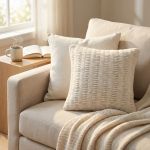 SIGRID - cuscino in lana avorio con decoro 45 x 45