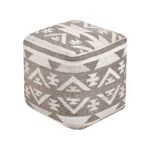 AXEL - pouf in lana avorio con decoro 40 x 40