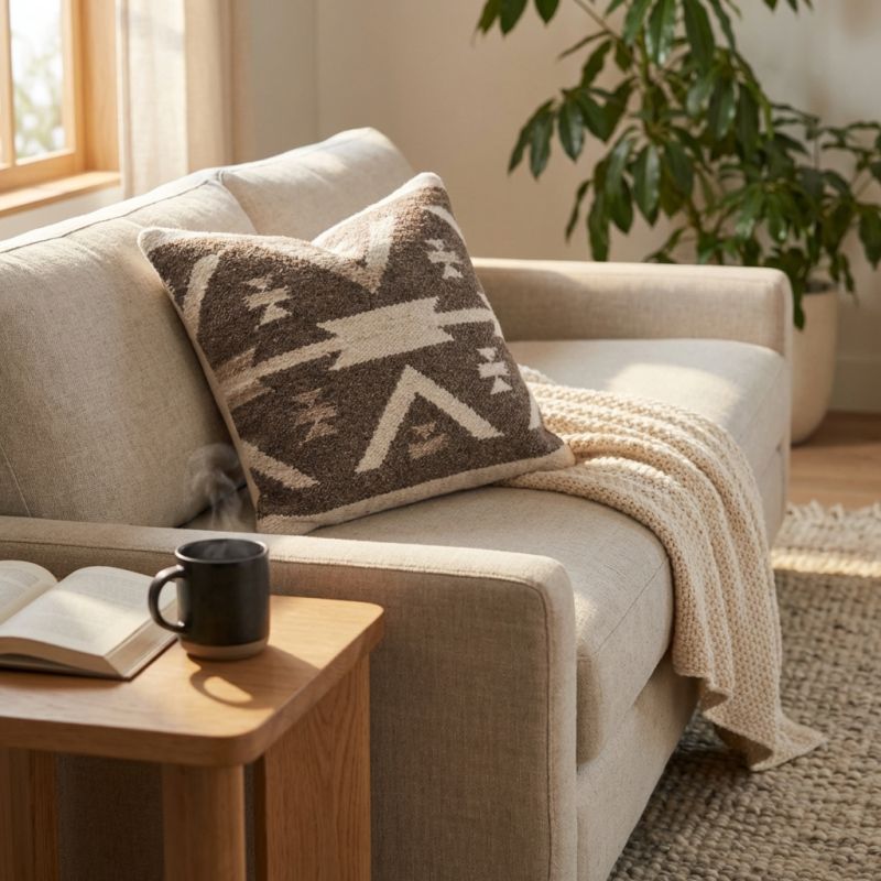 AXEL - cuscino in lana avorio con decoro 45 x 45