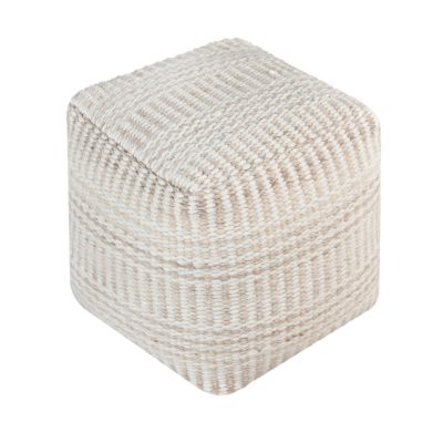 BORIS - pouf in lana avorio con decoro 40 x 40