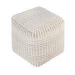 BORIS - pouf in lana avorio con decoro 40 x 40