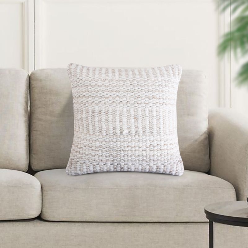 BORIS - cuscino in lana avorio con decoro 45 x 45