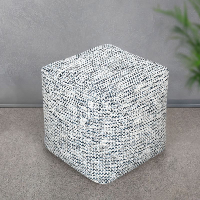 IVOR - pouf in lana avorio con decoro 40 x 40