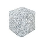 IVOR - pouf in lana avorio con decoro 40 x 40