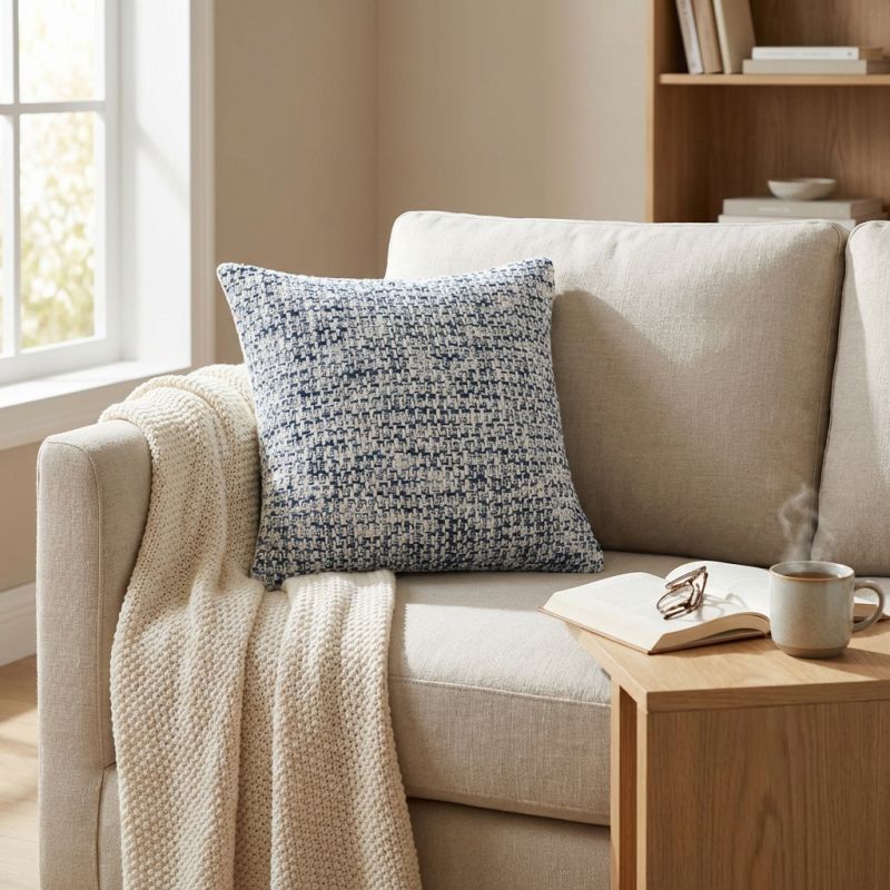 IVOR - cuscino in lana avorio con decoro 45 x 45