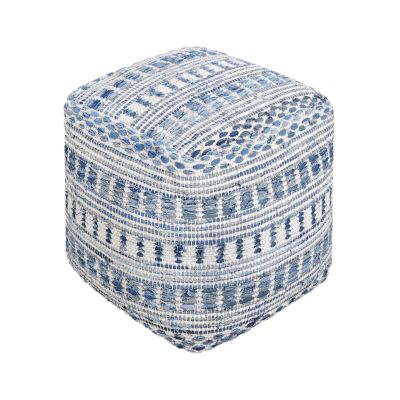 XABA - pouf in lana avorio con decoro 40 x 40