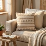 XABA - cuscino in lana avorio con decoro 45 x 45