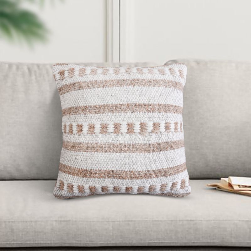 XABA - cuscino in lana avorio con decoro 45 x 45