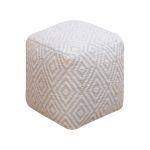 WOLF - pouf in lana avorio con decoro 40 x 40