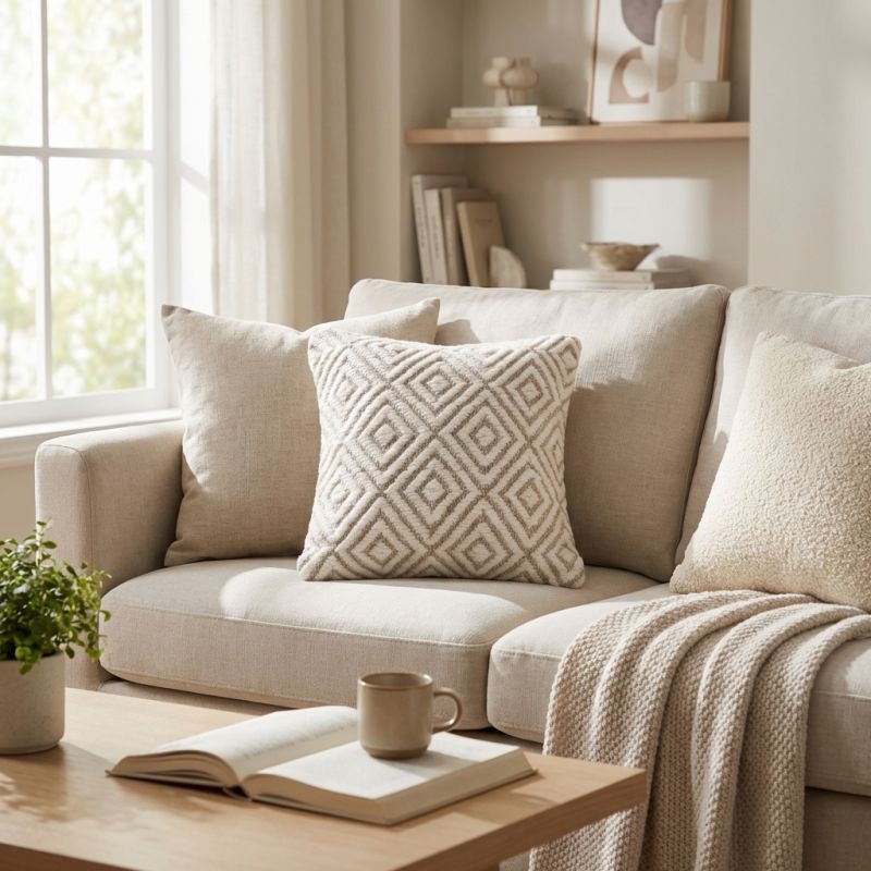 WOLF - cuscino in lana avorio con decoro 45 x 45