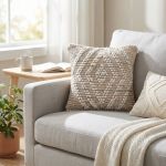 MEGAN - cuscino in lana avorio con decoro 45 x 45