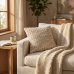 MARLENE - cuscino in lana avorio con decoro 45 x 45