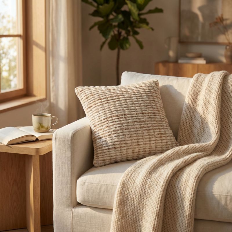 MARLENE - cuscino in lana avorio con decoro 45 x 45