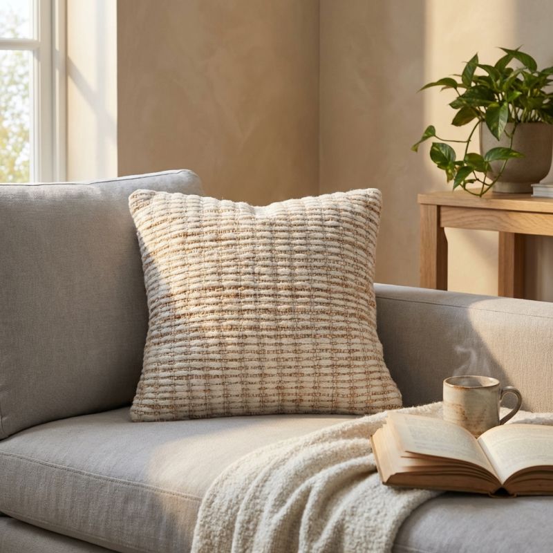 MARLENE - cuscino in lana avorio con decoro 45 x 45