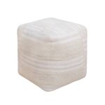 MIRANDA - pouf in lana avorio con decoro 40 x 40