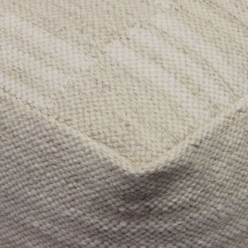 MIRANDA - pouf in lana avorio con decoro 40 x 40