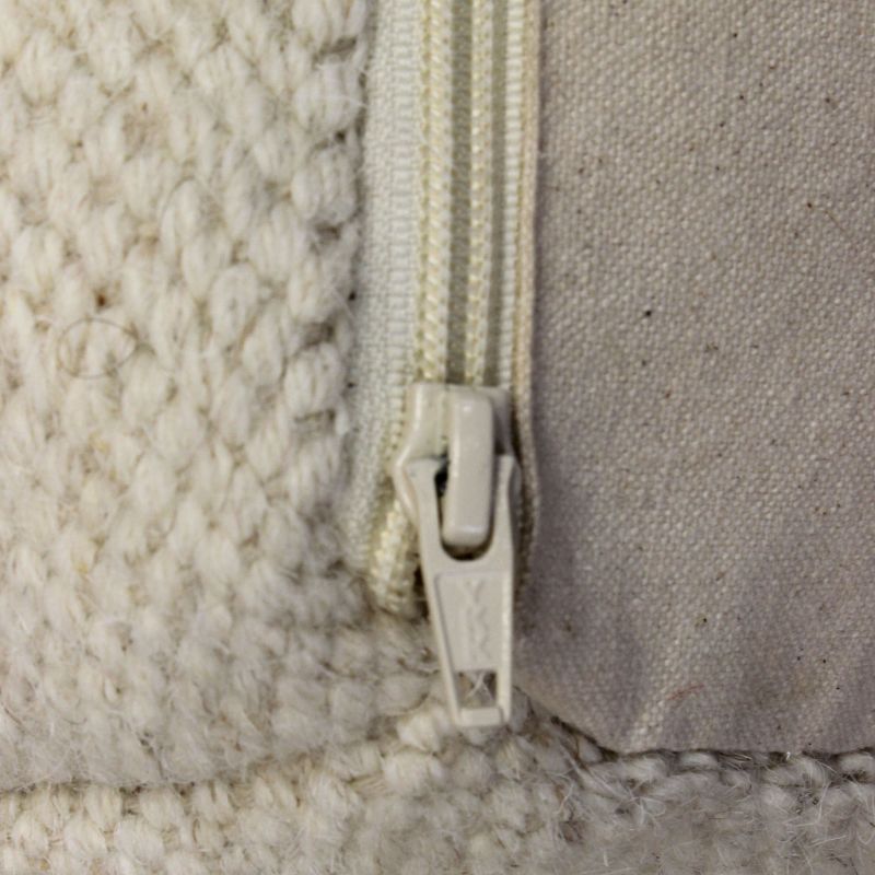 MIRANDA - pouf in lana avorio con decoro 40 x 40