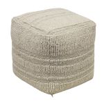 TESSA - pouf in lana avorio con decoro 40 x 40