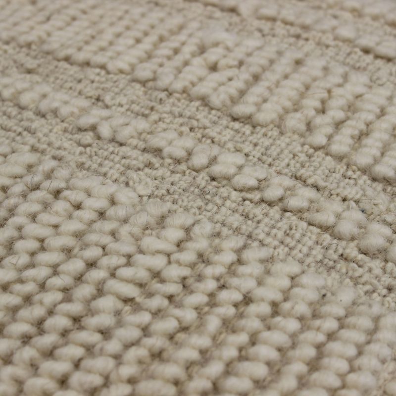 TESSA - pouf in lana avorio con decoro 40 x 40