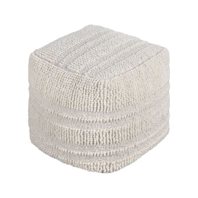 TESSA - pouf in lana avorio con decoro 40 x 40