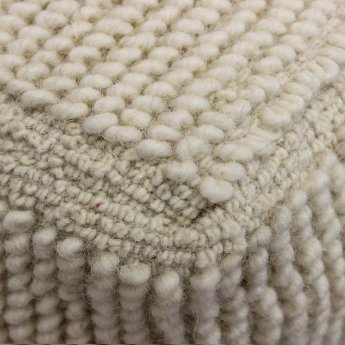 TESSA - pouf in lana avorio con decoro 40 x 40