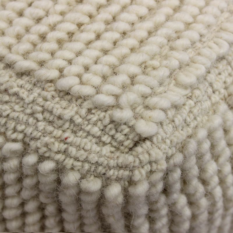 TESSA - pouf in lana avorio con decoro 40 x 40