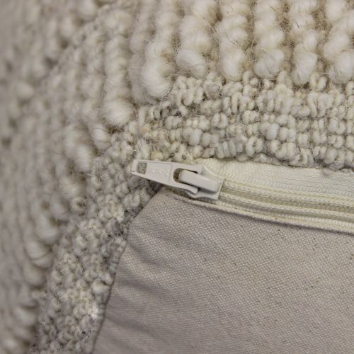 TESSA - pouf in lana avorio con decoro 40 x 40