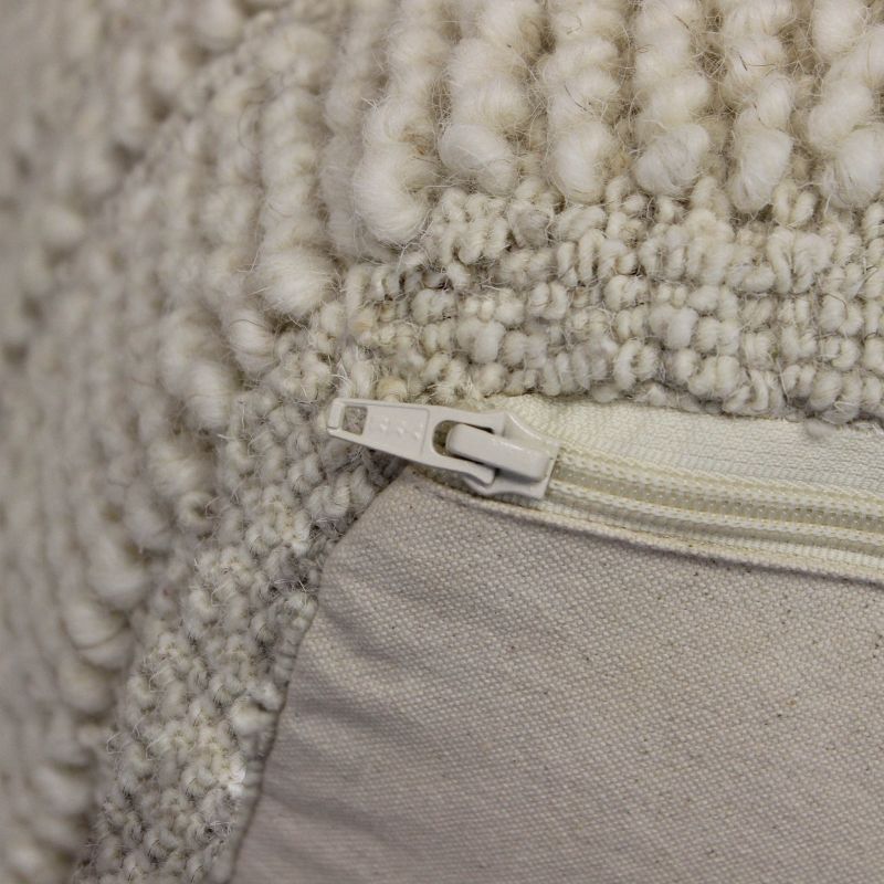 TESSA - pouf in lana avorio con decoro 40 x 40