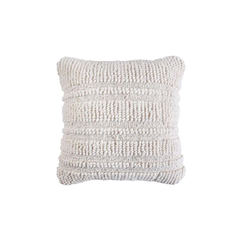 TESSA - cuscino in lana avorio con decoro 45 x 45