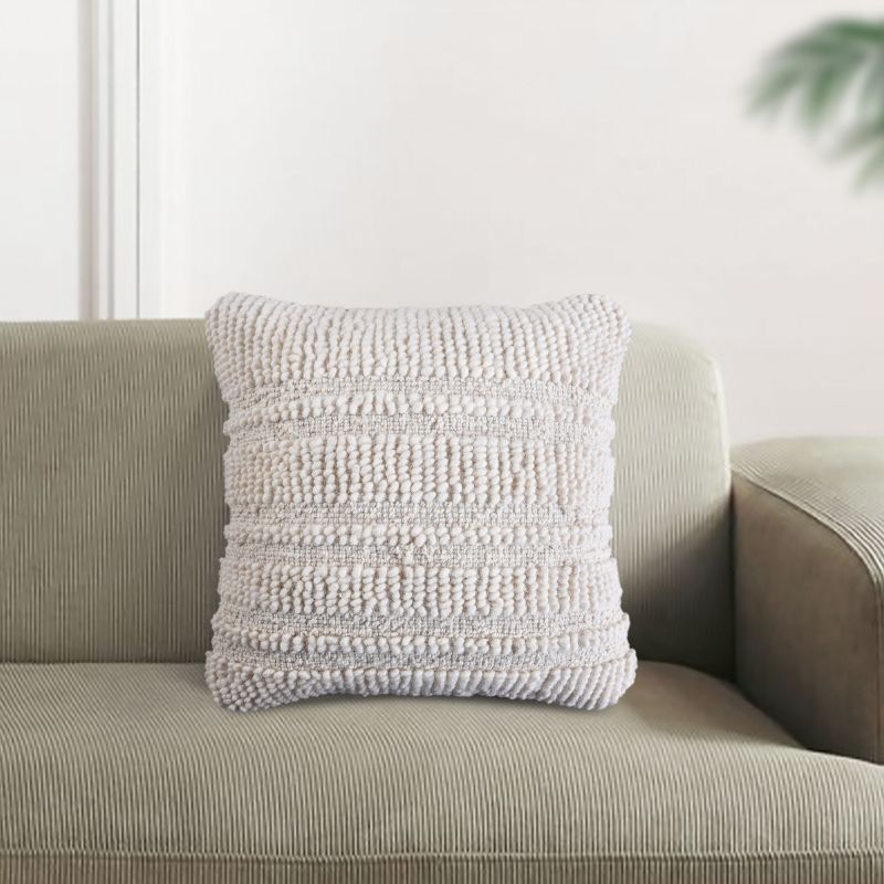 TESSA - cuscino in lana avorio con decoro 45 x 45