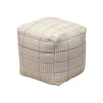 TESSA - pouf in lana avorio con decoro 40 x 40