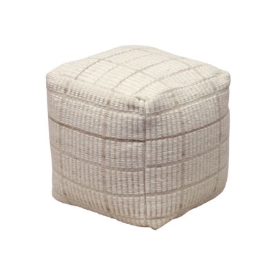TESSA - pouf in lana avorio con decoro 40 x 40