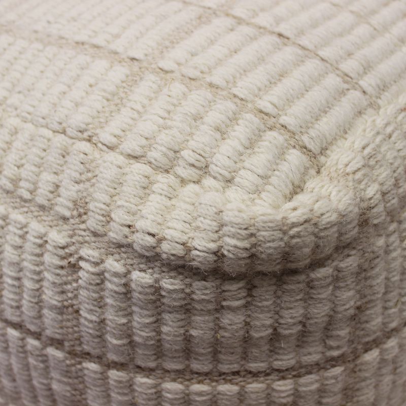 TESSA - pouf in lana avorio con decoro 40 x 40