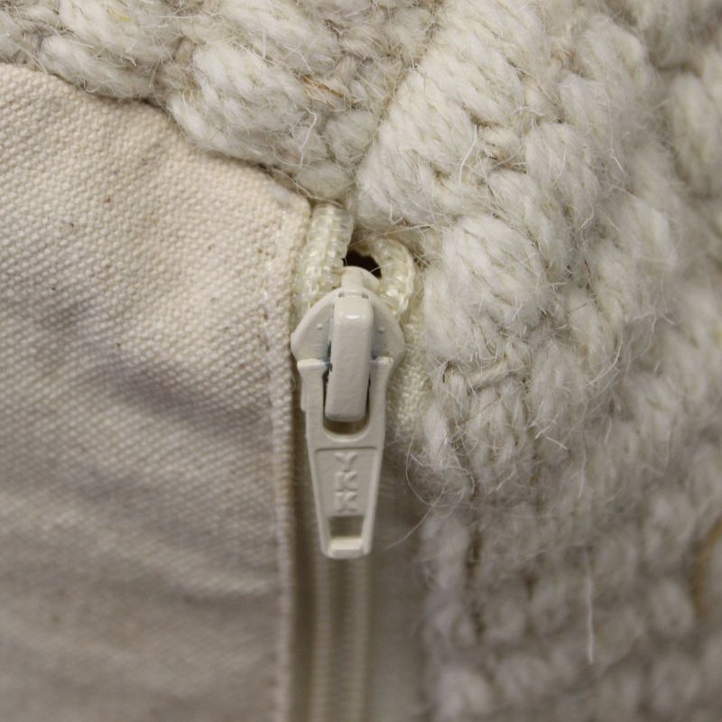 TESSA - pouf in lana avorio con decoro 40 x 40