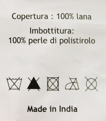 TESSA - pouf in lana avorio con decoro 40 x 40