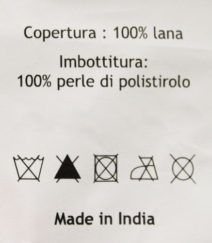 TESSA - pouf in lana avorio con decoro 40 x 40