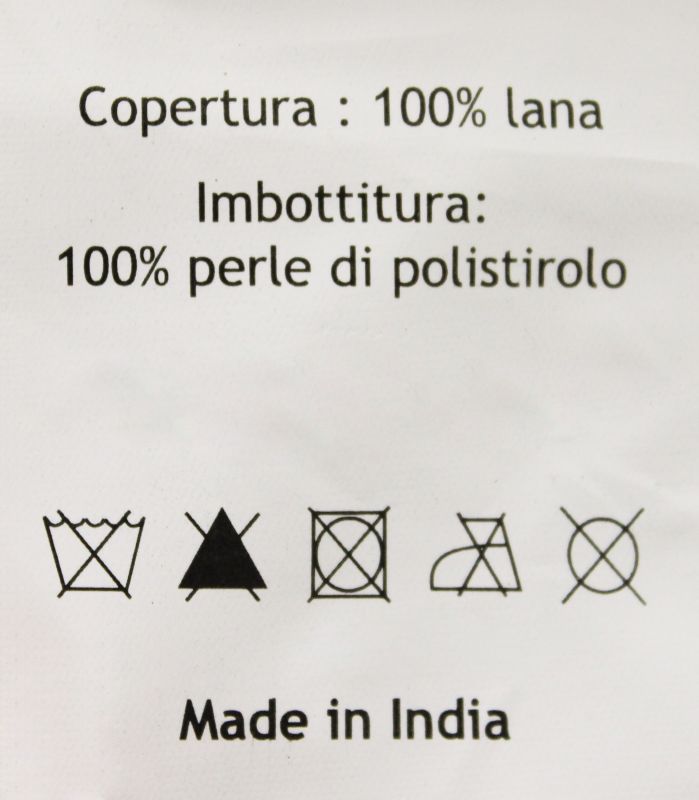 TESSA - pouf in lana avorio con decoro 40 x 40