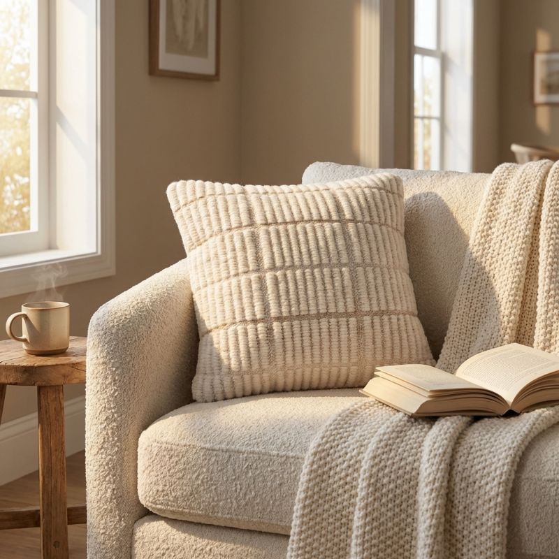 KYLE - cuscino in lana avorio con decoro 45 x 45