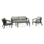 FRIDA - salotto outdoor in alluminio con schienale in corda
