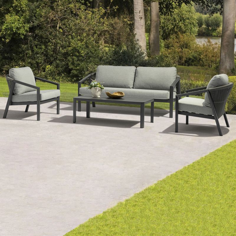 FRIDA - salotto outdoor in alluminio con schienale in corda