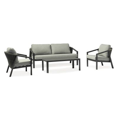 FRIDA - salotto outdoor in alluminio con schienale in corda
