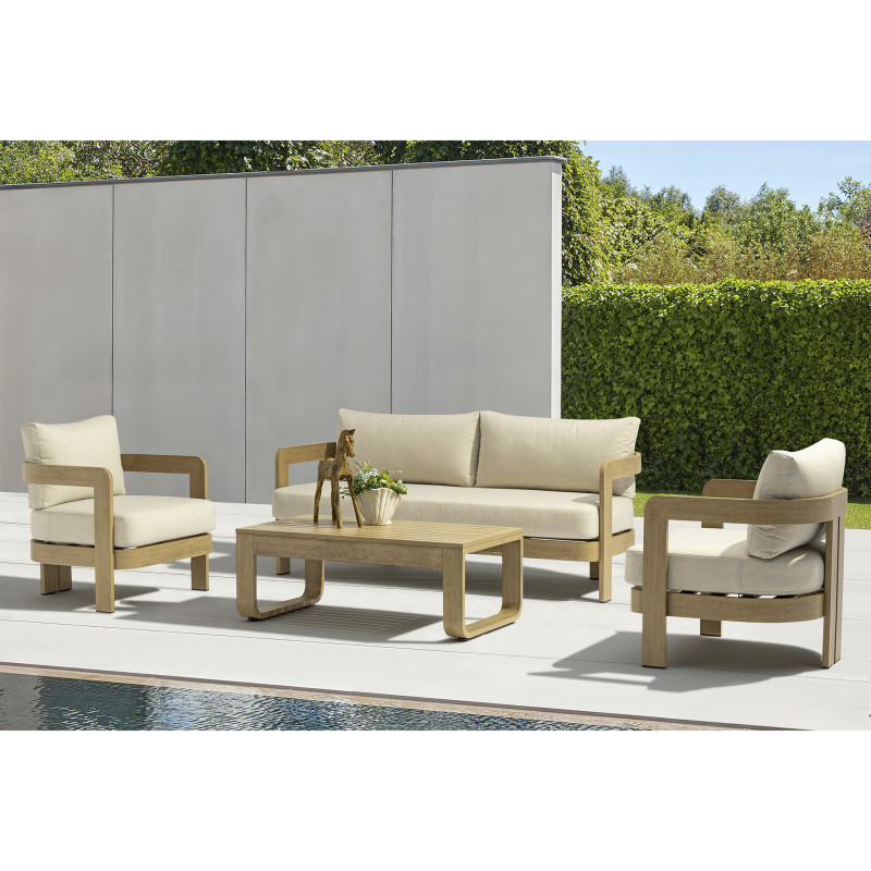 NAMOR - salotto con struttura in alluminio verniciato effetto legno