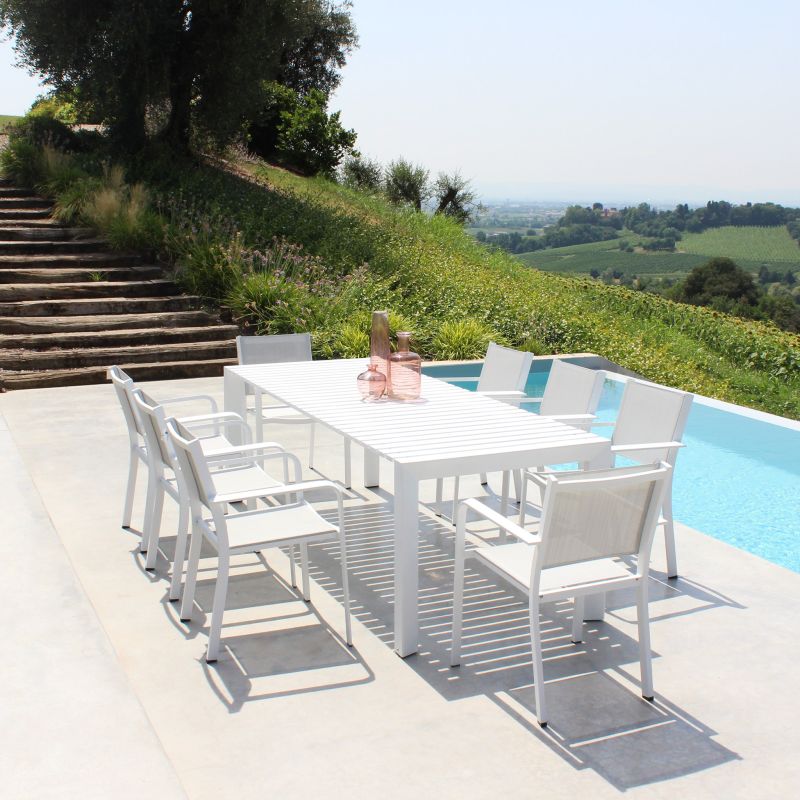 BRUNO - tavolo con struttura in alluminio verniciato bianco o antracite