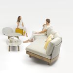GAMORA - divano sx con struttura in alluminio effetto legno